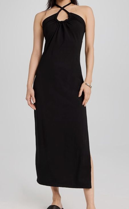 $295 Proenza Schouler White Label Women's Black Halter Knit Maxi Dress Size  M