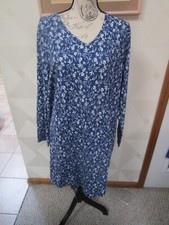 CROFT  BARROW-BLUE/WHITE-FLORAL-V-NECK-LONG SLEEVE-NIGHTGOWN-SIZE-1X-NWT- 28