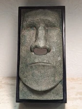 Rudy the Tiki Head Tissue Box Cover Man Holder Retro Green Stone Look 