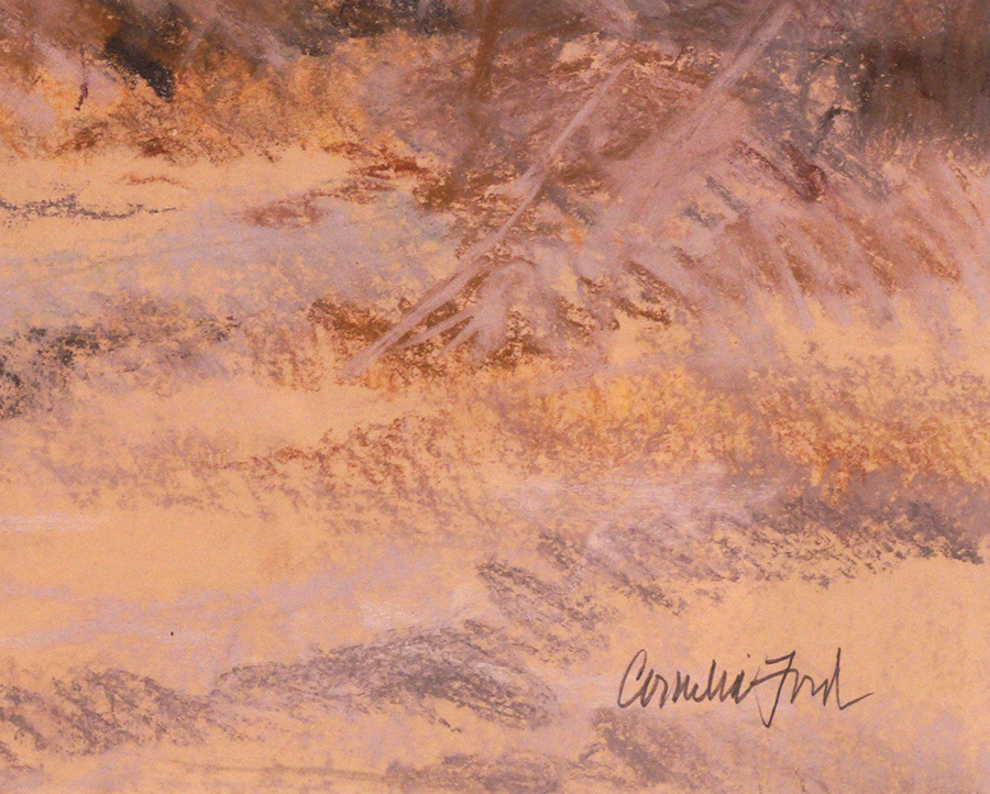 c1980 Pastel Painting Cornelia Ford Connecticut Landscape Cattails