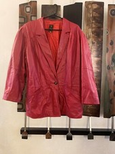 John F. Firenze Italian Leather Jacket/blazer, Fire Engine Red, Size 46 (14)