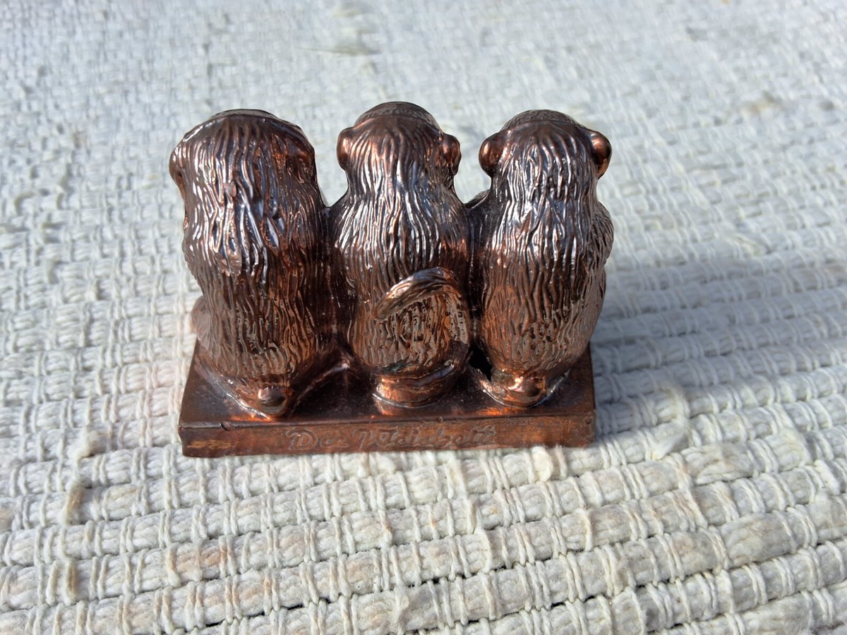 マイケル・ルー 3 no evils II (見にゃい 聞かにゃい 言わにゃい) VINTAGE BRONZE EFFECT THREE WISE MONKEYS SEE NO EVIL HEAR NO EVIL