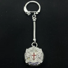 LONDON ENGLAND UK COIN HOLDER Keychain Key Ring Metal & ENAMEL RARE