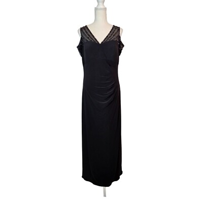 Patra Evening Maxi Dress, Size 12 Black Cold Shoulder V-Neck Formal Whimsigoth 