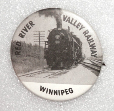 Red River Valley Railway Winnipeg Button 3'' Pinback Foto Zug Lokomotive RRVW