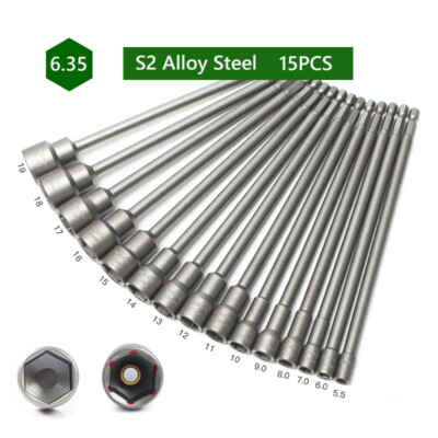 5.5-19mm Nut Driver Bits Set Impact Drill Socket 200mm Extra Long Magnetic