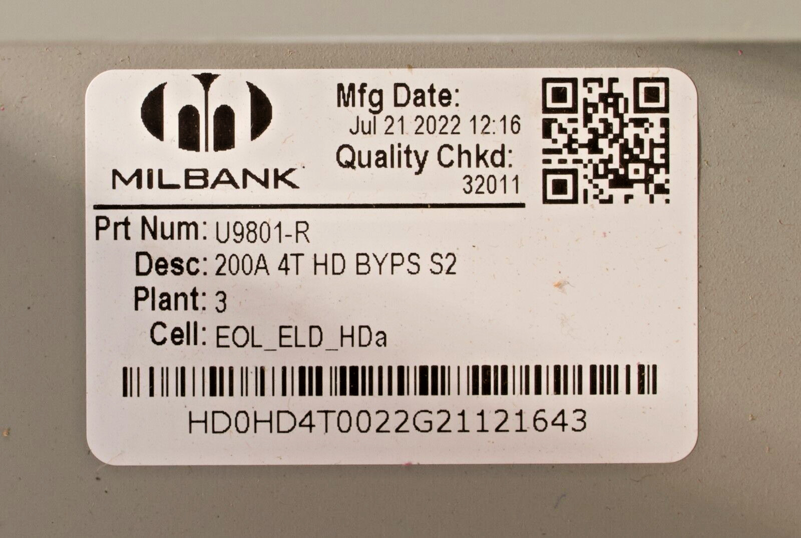 Milbank Ringless Meter Socket U9801-R 200A 600VAC