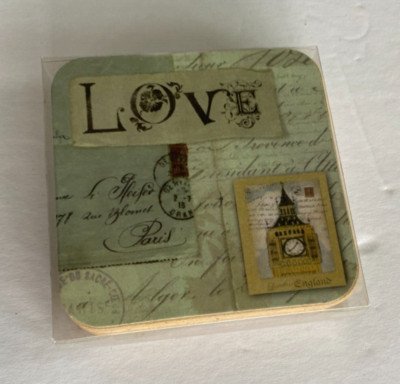 Set of 4  3.5'' Photo cork Coasters for 2x2'' Picture D'Lusso Dream Love Imagine