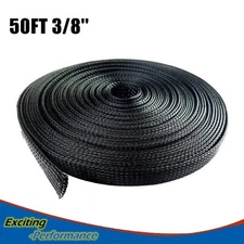 3/8" 50 FT Black Expandable Wire Cable Sleeving Sheathing Braided Loom Tubing