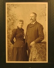 Victorian Antique Cabinet Card Photo of a Married Couple Man and Woman