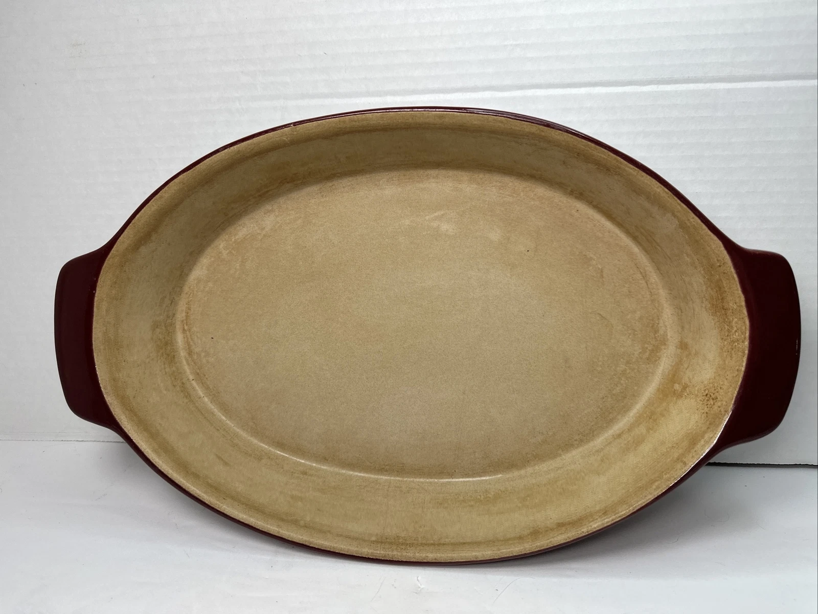 Pampered Chef Large 12x8 Oval Cranberry Baker Stone 1333 12in