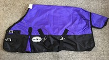 50g TURNOUT RUG PONY/HORSE PURPLE/BLACK LIGHTWEIGHT WATERPROOF 3'0" - 4'6"