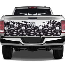 Skulls Tattoo Overlay Grunge Bed Wrap Graphic Rear Tailgate Decal Truck Pickup