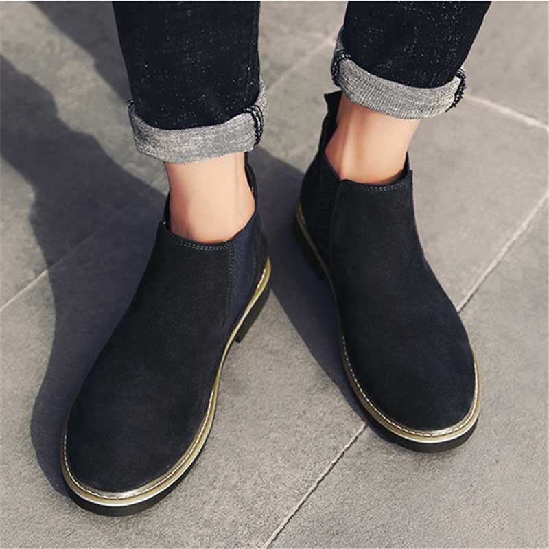 Mens Classic Suede Chelsea Ankle Boots Slip On Winter Warm  display picture 2