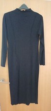 Black G21 Exposed Seam Ribbed Long Sleeve Midi Dress Size 16 Bodycon fit
