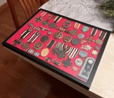 Riker Display Case 16 x 12 x 3/4 Red Felt Arrowheads Fossil Pin USA Shadow Box