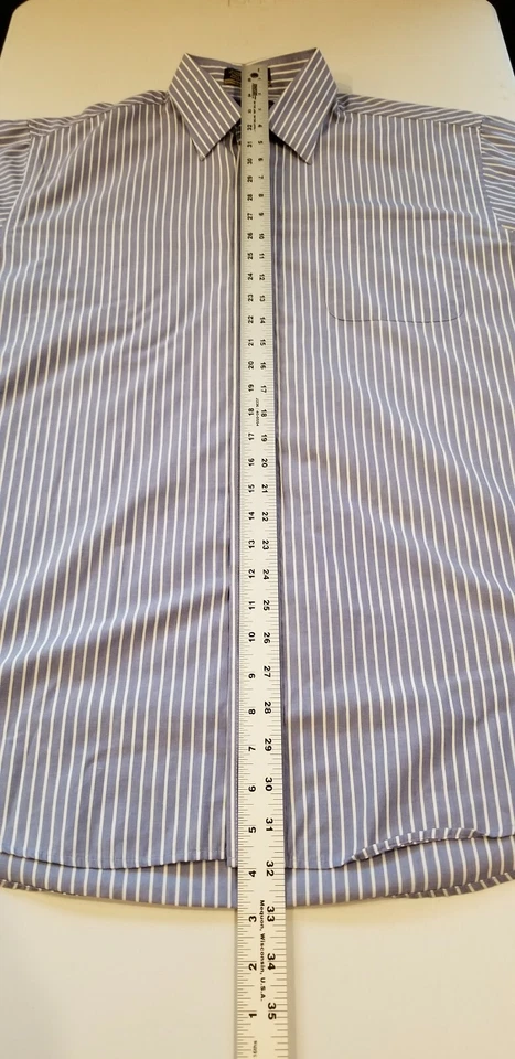 Cambridge Classics mens 16 1/2 32/33 button front pinstriped long sleeve shirt - Image 3 of 4