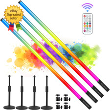 4Pack 4800mAh Battery Powered 4ft RGB led Tube dj Light bar with Stand Colore