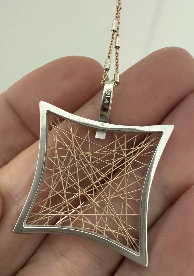 Gino Jacobelli Multicolor Oro 14k "Palmeado" Colgante con Cadena 6g 17.5" Foto 4 de 4