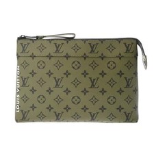 Louis Vuitton Monogram Pochette Voyage Souple Khaki Green Canvas Pouch