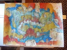 Original Mixed Media Painting MOUTH OF CHAOS Abstract Expressionism Canson 22x30