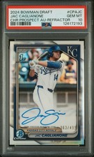 2024 Bowman Draft Chrome Refractor #CPA-JC Jac Caglianone RC Auto 363/499 PSA 10