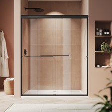 SUNNY SHOWER 1/4" Glass Semi-Frameless Double Sliding Shower Door 60" W X 72" H