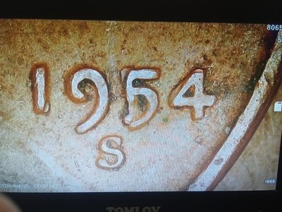 1954 S Lincoln Wheat Cent Error Coin Rare 5 Doubled See Pics
