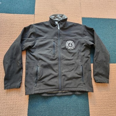 Brunswick Fire Company #1 Zip Fleece Lined Windbreaker Jacket Black Large Z9d
