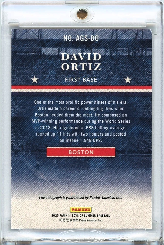 Panini Boys of Summer 2025 David Ortiz (20/25) American Glory Signatures automático Foto 2 de 2