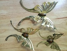 Set of 3 Metal Butterfly Wall Decor Hangings, Gold/Brown Tone