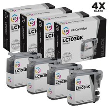 LD Set of 4 LC103 Black Ink for Brother LC103BK MFC-J470DW MFC-J475DW MFC-J650