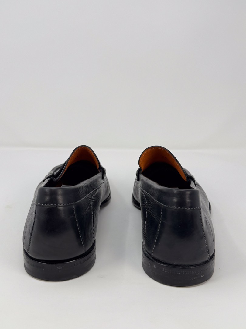 Santoni Fergus Men Shoes Black Leather Penny Loafer Slip On  display picture 1