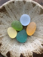 Beautiful rare color sea glass 5pcs, surf tumbled, weathered, beach glass, 09