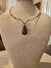 Stunning Wire Wrapped Dichroic Glass Pendant Artisan Made With Choker 1.75  Long