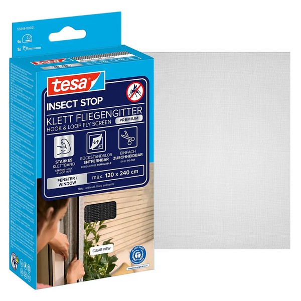 tesa Insect Stop Fliegengitter Fenster Insektenschutz 120X240Cm Anthrazit-image