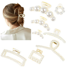 Pearl Hair Accessories for Women - 8PCS Claw Clips for Thick and Thin Hair, Barr