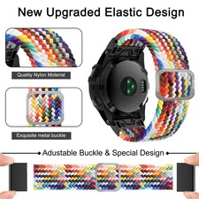 22/26mm Stretch Woven Nylon Replaceable Strap For Garmin Fenx 7x 6x Band