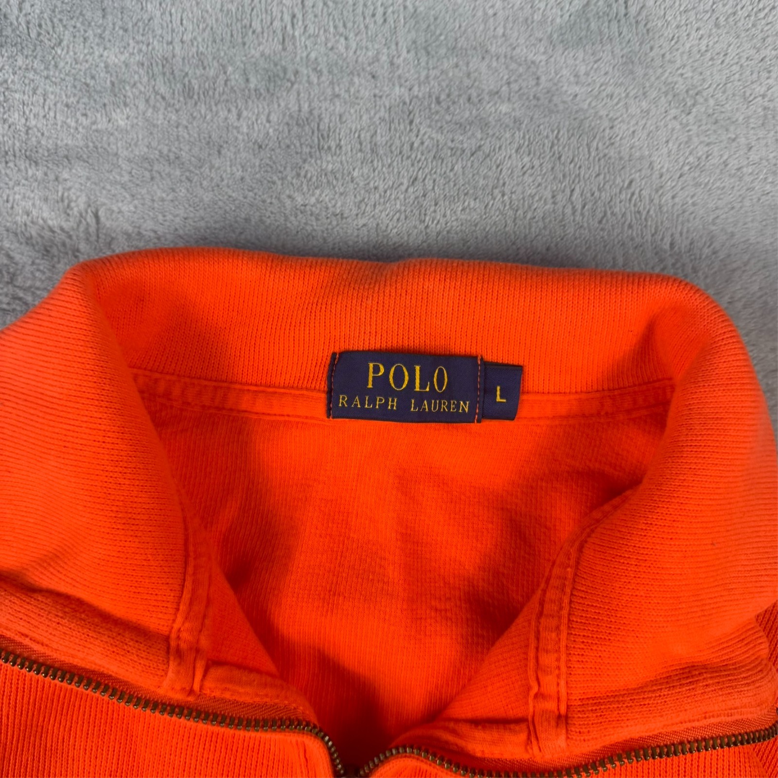 Vintage Polo Ralph Lauren Orange Pony Size Large 1/4 Quarter Zip Pullover Jumper image 5