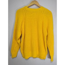Vintage Chunky Knit Sweater Womens Mustard Yellow Cozy S Winter Cottagecore