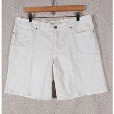 Eddie Bauer Womens White Denim Boyfriend Fit Shorts Size 12 Stretch Cotton