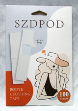 body clothing tape 100 strips 1/2" x 3" double sided