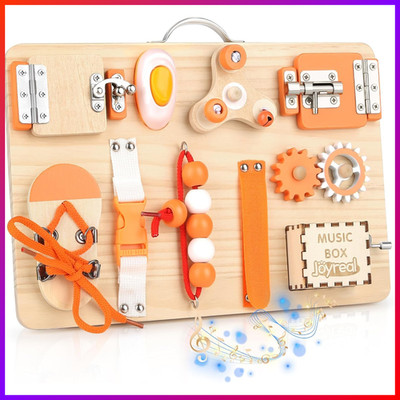 Motorikbrett Montessori Spielzeug Busy Board für Kinder, 30x30 cm