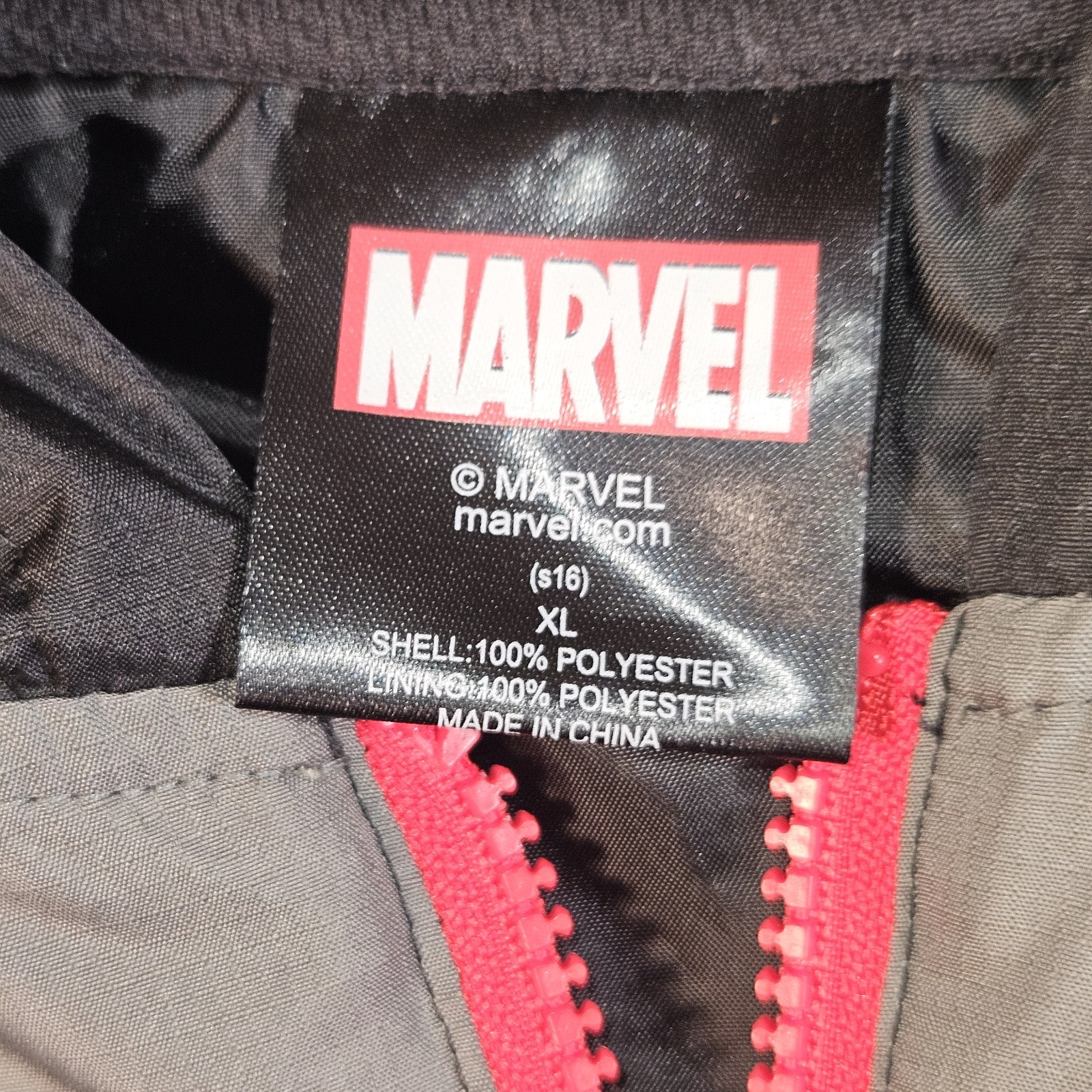 Marvel Deadpool Windbreaker Jacket Gray Black Red… - image 4