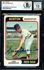 Luis Aparicio Gem Mint 10 Beckett BAS Signed 1974 Topps Autograph