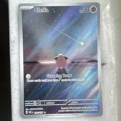 Pokemon TCG 2023 SV03 Obsidian Flames Cleffa 202/197 IR Holo Hyogonosuke HP30