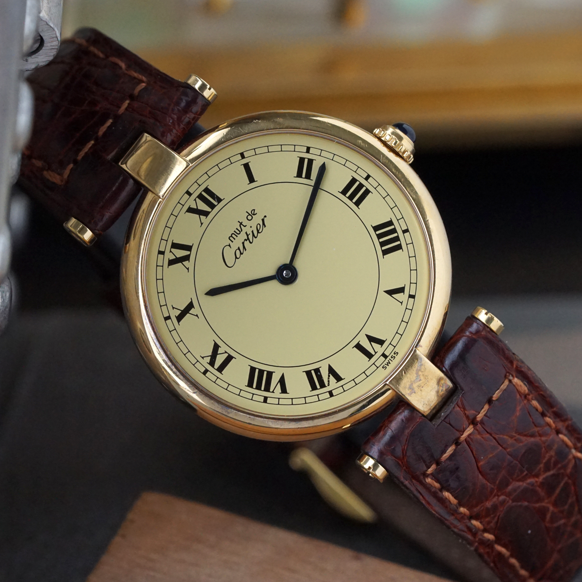 Cartier 1990s Vendome .925 Vermeil 30 mm 590003 Quartz | eBay