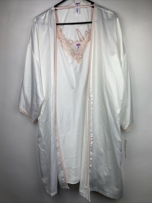 Women s Lilac +London Mrs. Bridal Satin Chemise & Wrap Robe Set Sz XL NO BELT