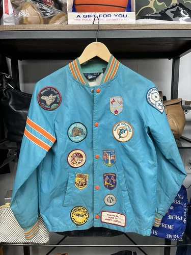 Giacca Coach Vintage Anni 70 Sears Miami Dolphins Multi Patch Snap Gioventù L Uomo S