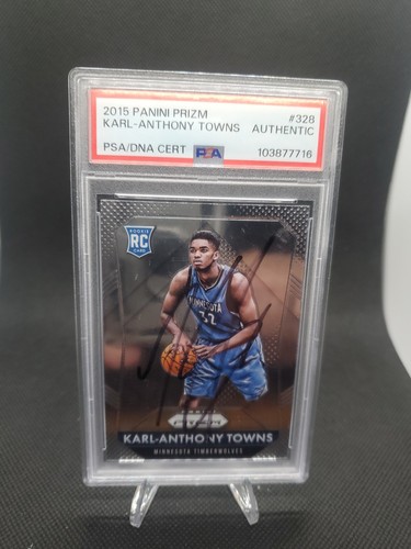 2015 Panini Prizm Rookie #328 Karl-Anthony Towns Auto PSA/DNA Authentic RC